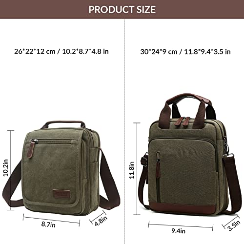 mygreen Mens Bag Canvas Shoulder Bag Small Messenger Crossbody Bag Work Bag Vintage Multi-function Army Green - Image 2