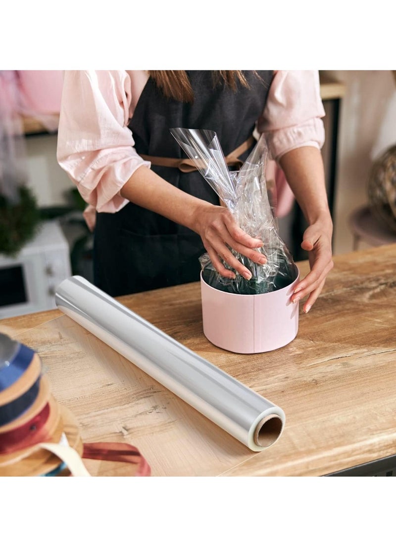 Clear Cellophane Wrap Roll 43CM Wide X 30M Long Transparent for Florist Wrapping, Food, Candy, Birthday Gifts, Flowers Crafts for DIY Decoration Supplies
