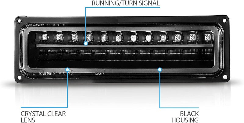 AmeriLite Black LED Parking Turn Signal Lights Bumper Lamp Set For Full Size/Blazer/Suburban : Sierra/Yukon - Passenger and Driver Side - Image 5
