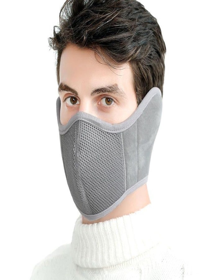 TecHong 360 Degree Wrap Winter Warm Mask with Ear Cover - Unisex Dustproof Breathable Face Mouth Cover Earflaps Grey - Image 1