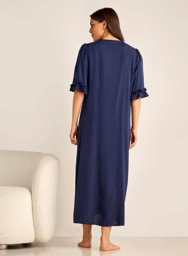 Splash FAV Lace Detail Maternity Night Gown with 3/4 Sleeves