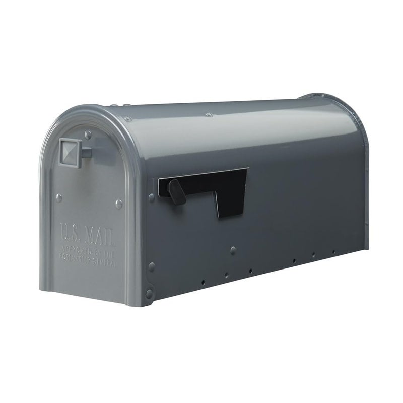 صندوق بريد معدني مثبت على عمود من Architectural Mailboxes Edson مقاوم للعوامل الجوية باللون الرمادي المدخن، صندوق بريد متوسط الحجم على الرصيف مع قفل مغناطيسي معتمد من USPS للتسليم السكني