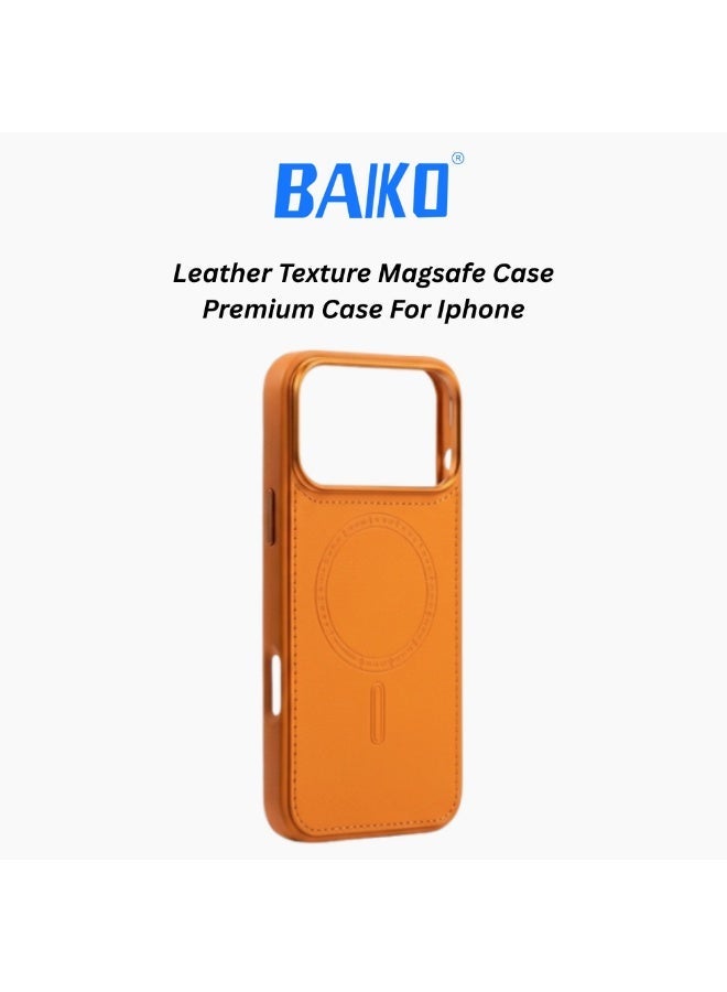 BAIKO Premium Leather Texture MagSafe Case for iPhone – Shockproof Slim Protective Cover with Strong Magnetic Charging Support - Image 1