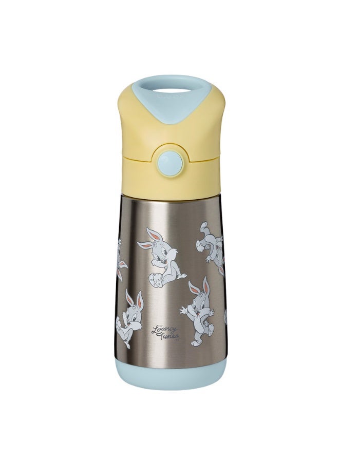 B.Box Insulated Drink Bottle with Straw | Stainless Steel Water Bottle for Babies & Kids 12+ Months | Push Button Lid | BPA-Free | Keeps Drinks Cold or Warm | 350ml (12 fl oz)-Looney Tunes - Image 1