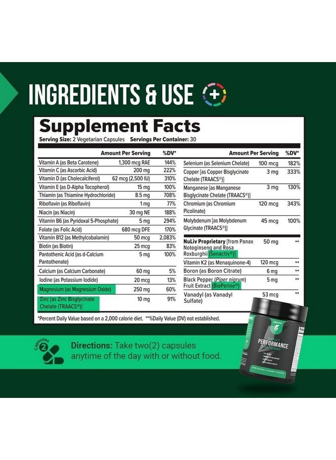 Complete Performance Multivitamin ; Essential Vitamins & Minerals With Senactiv For Cellular Regeneration And Atp Production