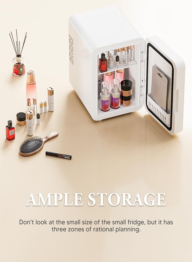 TELANPU 4L Mini Fridge for Skincare & Cosmetics, Portable Beauty Fridge with LED Lighted Mirror Door, Thermoelectric Cooler and Warmer for Bedroom, Car, Office (White) - Image 4