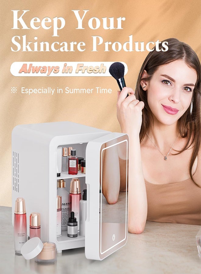 TELANPU 4L Mini Fridge for Skincare & Cosmetics, Portable Beauty Fridge with LED Lighted Mirror Door, Thermoelectric Cooler and Warmer for Bedroom, Car, Office (White) - Image 2