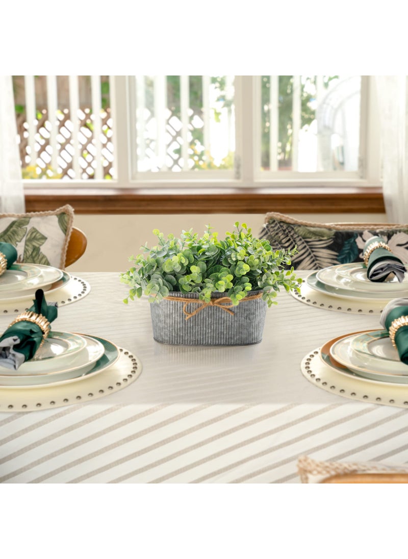 Dahey Dahey Artificial Eucalyptus Faux Plants Indoor for Farmhouse Home Decor Fake Potted Plants in Rustic Rectangular Pots Table Centerpiece for Office Bath Living Room Greenery Decor  7"" L x 4"" H  - Image 2
