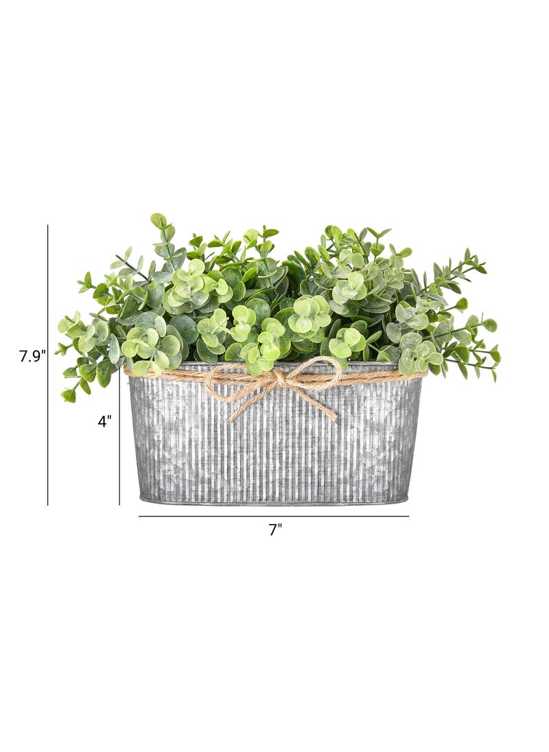 Dahey Dahey Artificial Eucalyptus Faux Plants Indoor for Farmhouse Home Decor Fake Potted Plants in Rustic Rectangular Pots Table Centerpiece for Office Bath Living Room Greenery Decor  7"" L x 4"" H  - Image 5