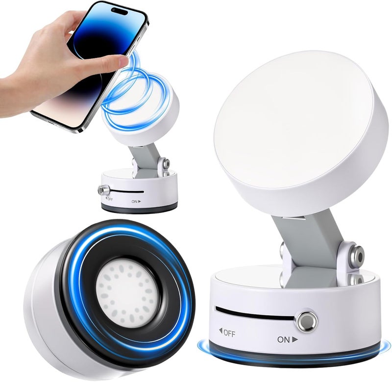 Arabest Magnetic Suction Phone Holder,360 Degree Rotatable,Foldable Mount Stand for Car,Gym,White - Image 1