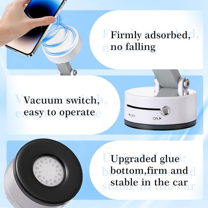 Arabest Magnetic Suction Phone Holder,360 Degree Rotatable,Foldable Mount Stand for Car,Gym,White - Image 3