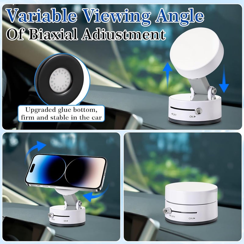 Arabest Magnetic Suction Phone Holder,360 Degree Rotatable,Foldable Mount Stand for Car,Gym,White - Image 2