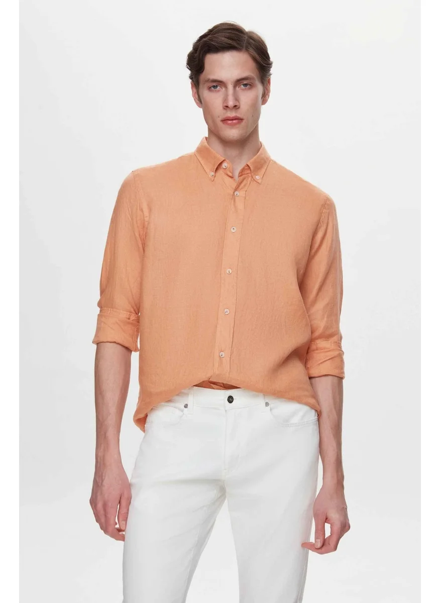 دي أس دامات Comfort Cinnamon 100% Linen Shirt 2HC02G803265M