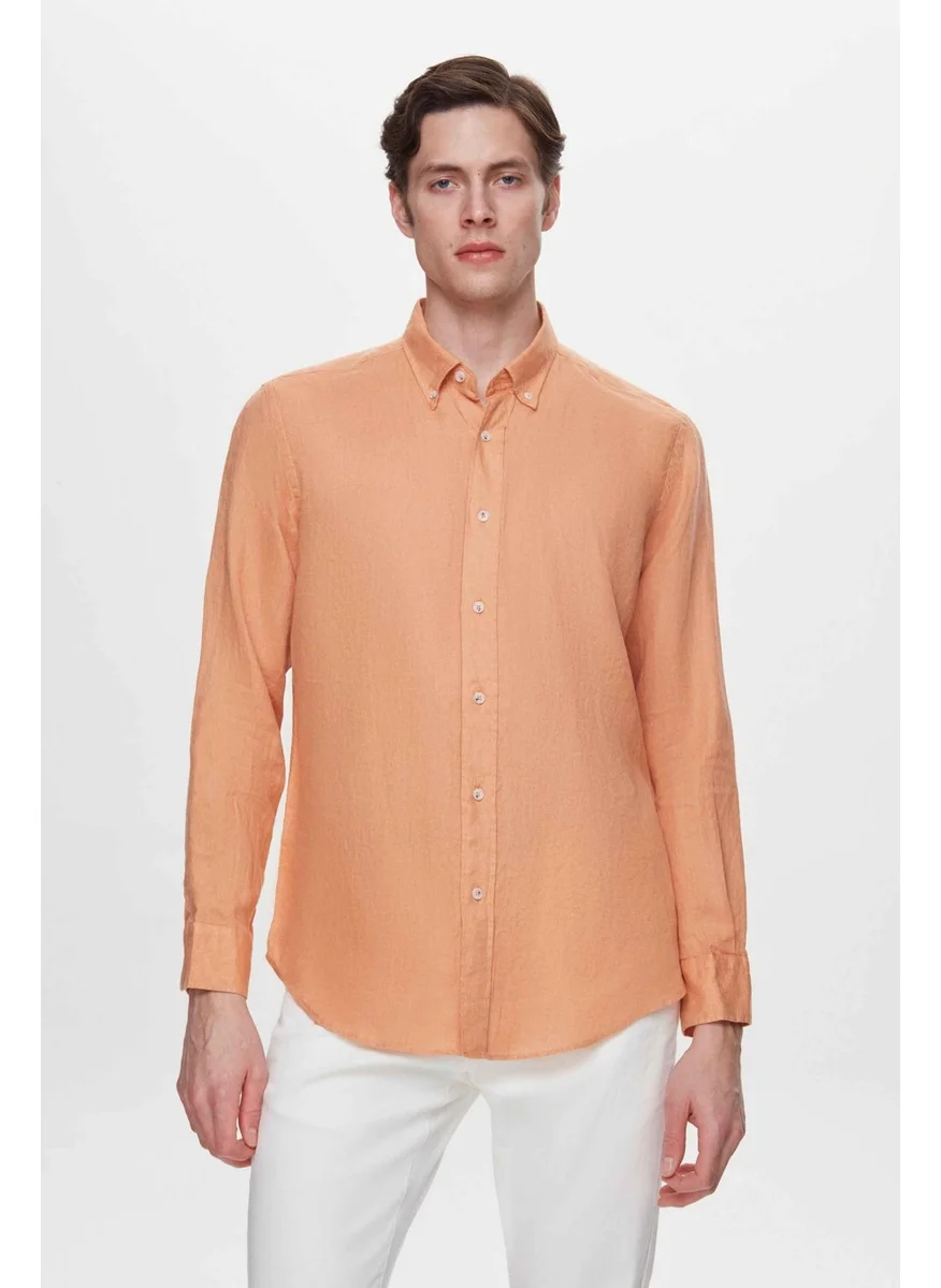 دي أس دامات Comfort Cinnamon 100% Linen Shirt 2HC02G803265M