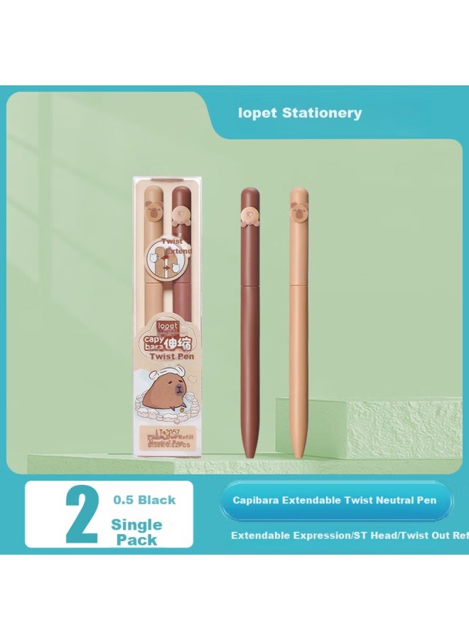 Lopet Capybara Retractable Twist Pen 0.5mm Black Gel Pen Quick-drying Water-based Pen For Students Exam Practice Lt-2057 - Image 1