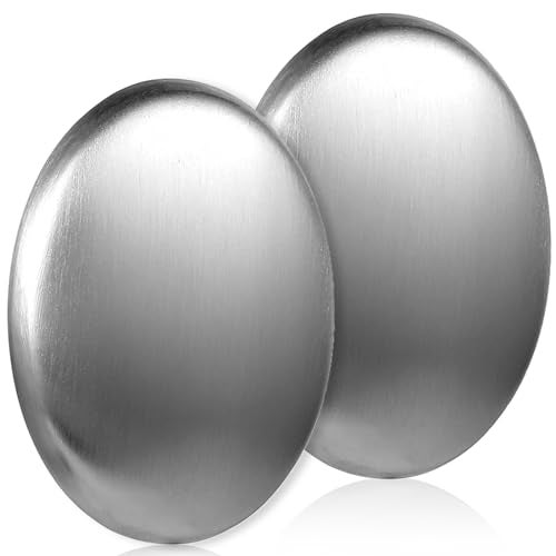 COMNICO 2 Pack Stainless Steel Soap Bar, Silver Odor Remover Magic Metal Odor Absorber Soap Rubbing Stone Kitchen Gadgets Eliminating Hands Skin Smell Like Onion Garlic Strong Scents (Oval) - Image 1