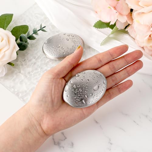 COMNICO 2 Pack Stainless Steel Soap Bar, Silver Odor Remover Magic Metal Odor Absorber Soap Rubbing Stone Kitchen Gadgets Eliminating Hands Skin Smell Like Onion Garlic Strong Scents (Oval) - Image 5