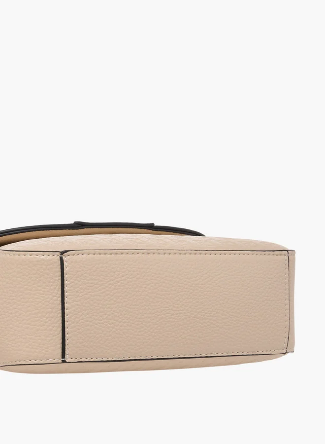 Paprika Monogram Embossed Satchel Bag with Button Closure