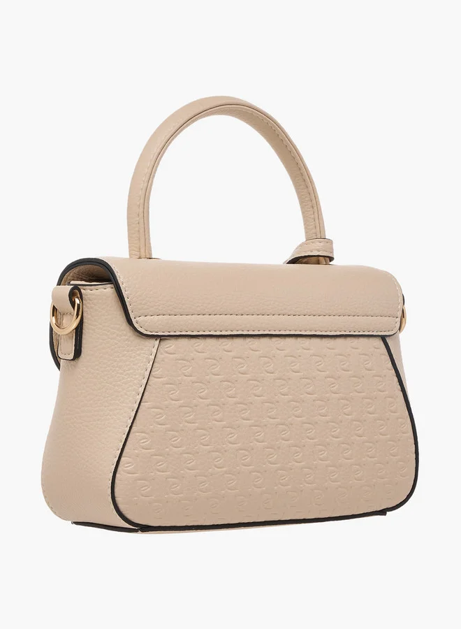 Paprika Monogram Embossed Satchel Bag with Button Closure