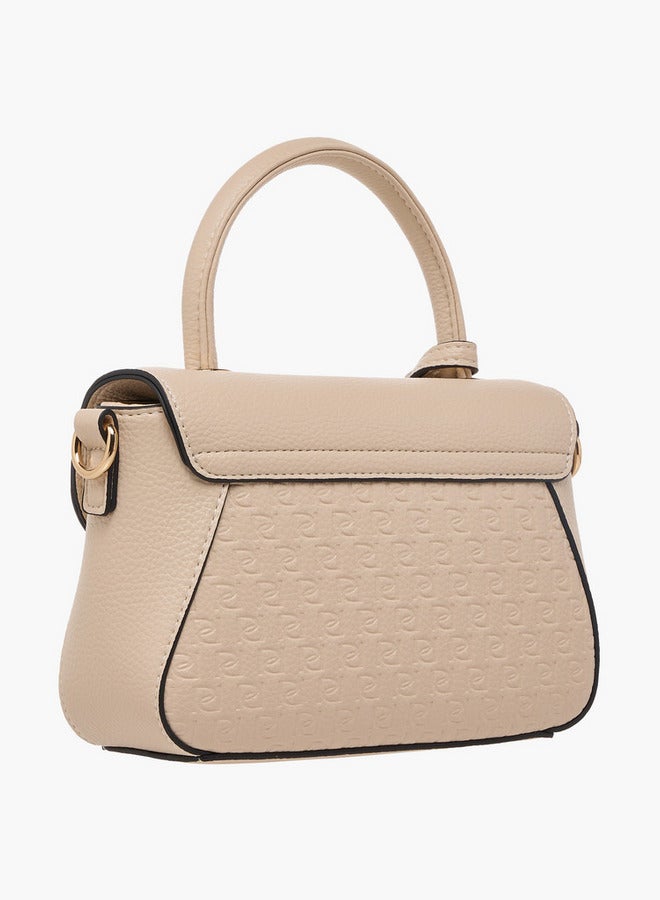 Paprika Monogram Embossed Satchel Bag with Button Closure - Image 4