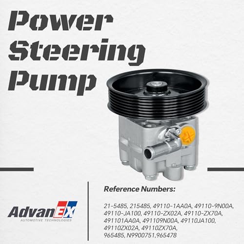 AdvanEX 49110ZX70A Power Steering Pump with Pulley Compatible with Nissan 2007-2012 Altima 2009-2014 Maxima 2009-2014 Murano 3.5L V6 Raplace 21-5485 491101AA0A - Image 2