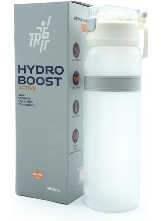 TR6 Hydra Boost Active Frosted Bottle BPA Free Tritan Sports Bottle with Secure Flip Lock Lid Leakproof, Durable & Stylish Ideal for Gym, Travel & Everyday Use 850ml (White) - Image 4