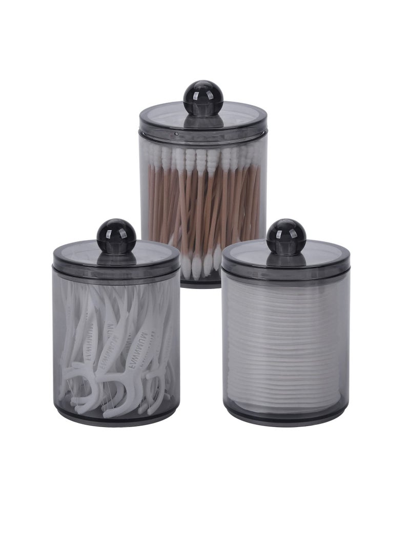 SYOSI Small Cotton Pad Holder, 3 Pack Qtip Holder, 10oz Small Cotton Swab Ball Holder with Lid, Bathroom Containers Dispenser, Makeup Organizer, Cotton Bud Holder Bathroom Jars Container  - Image 1