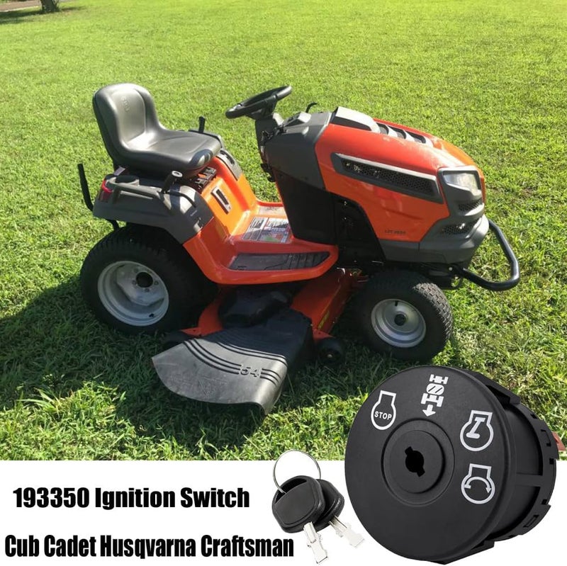 مفتاح إشعال جزازة العشب 4 مواضع لـ Craftsman Husqvarna 532193350 193350 مفتاح إشعال مع مفتاحين لـ LT2000 LT3000 YS4500 YTA18542 YTH2348 AYP Ariens Poulan (532193350-7 أطراف) - Image 2