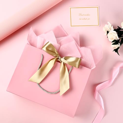 JMANNI Gift Bags, 1PCS Gift Bags Large with Ribbon and 1 Greeting Cards 2 Tissue Paper, Portable Paper Gift Bag with Handles, Birthday Gift Bags, Marble Pattern Present Bags for Christmas Wedding - Image 2