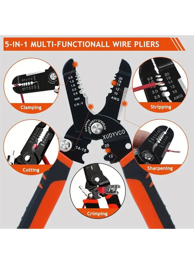 5 In 1 Multifunctional Wire Stripper Tool For 10 20 AWG Electric Wires Black - Image 3