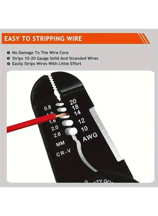 5 In 1 Multifunctional Wire Stripper Tool For 10 20 AWG Electric Wires Black - Image 4