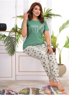 Star Tex Women's Cotton Home Summer Pajama Set Unique Design Simple Embroidery with Attractive Plaid Pants 2 Piece Set  - Image 3