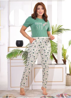 Star Tex Women's Cotton Home Summer Pajama Set Unique Design Simple Embroidery with Attractive Plaid Pants 2 Piece Set  - Image 5