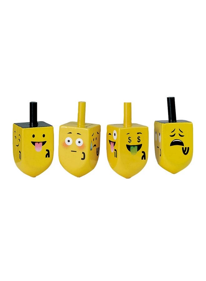 Rite Lite Emoji Dreidels Set of 4 - Hand-Painted Wood Dreidels Hanukkah Gifts Jewish Holiday Party Favors & Festival of Lights Celebrations, Fun & Educational Chanukah Hostess Jewish Decorations - Image 1