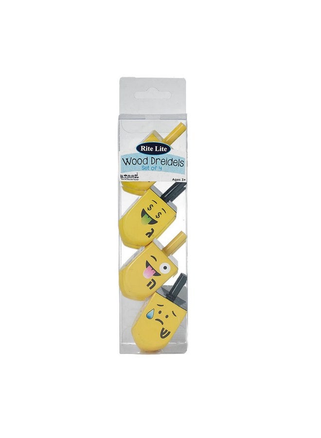 Rite Lite Emoji Dreidels Set of 4 - Hand-Painted Wood Dreidels Hanukkah Gifts Jewish Holiday Party Favors & Festival of Lights Celebrations, Fun & Educational Chanukah Hostess Jewish Decorations - Image 2