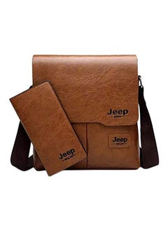 Jeep Leather Crossbody Bag With Purse Brown  - Image 1