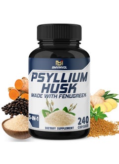BMVINVOL BMVINVOL Psyllium Husk Capsules Fiber Supplement with Fenugreek, Turmeric, Ginger, Black Pepper - 240 Count for 4 Month Supply  - Image 1