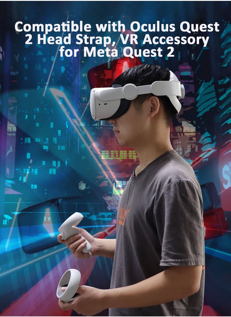 باور_لايف - حزام رأس متوافق مع ملحقات Oculus Quest 2 وMeta Quest 2 حزام Elite قابل للتعديل يوفر دعمًا وراحة معززة ويقلل الضغط ويطيل وقت اللعب - Image 1