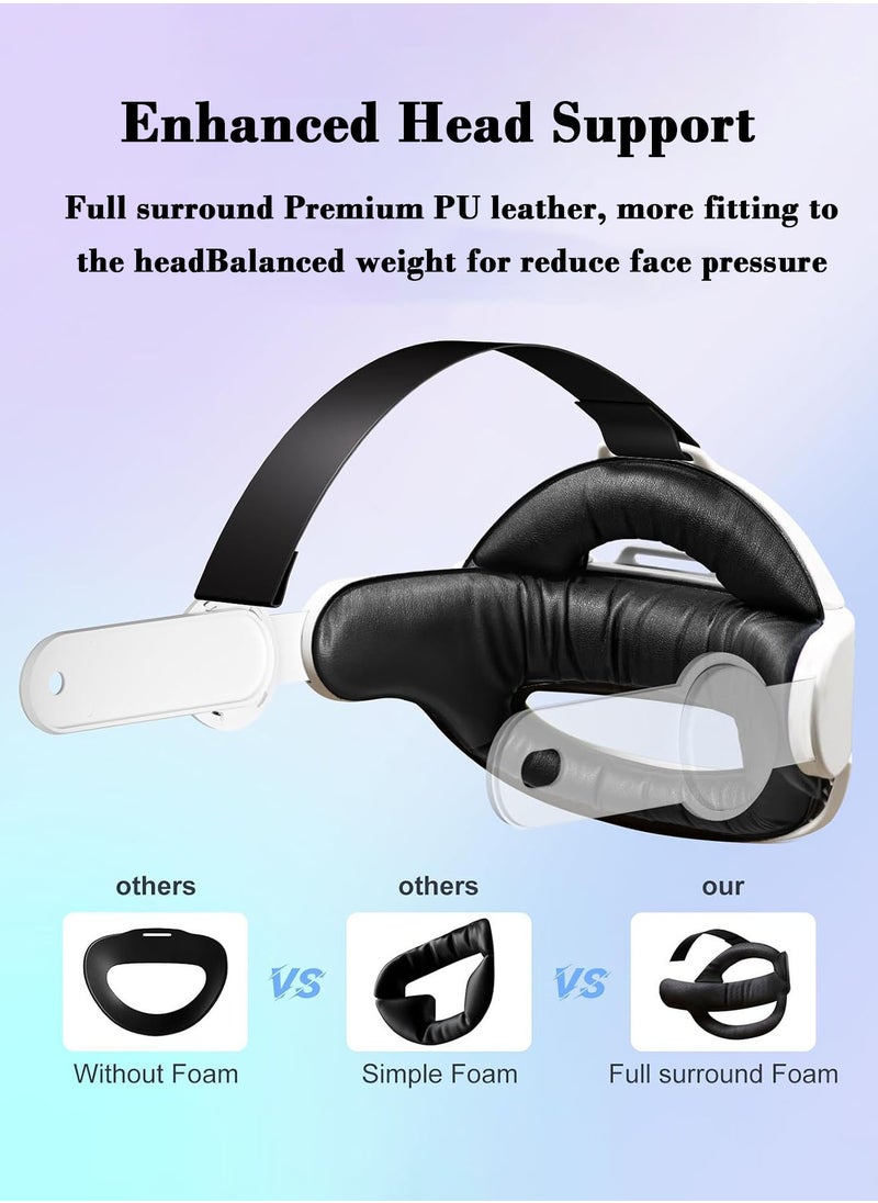 باور_لايف - حزام رأس متوافق مع ملحقات Oculus Quest 2 وMeta Quest 2 حزام Elite قابل للتعديل يوفر دعمًا وراحة معززة ويقلل الضغط ويطيل وقت اللعب - Image 1