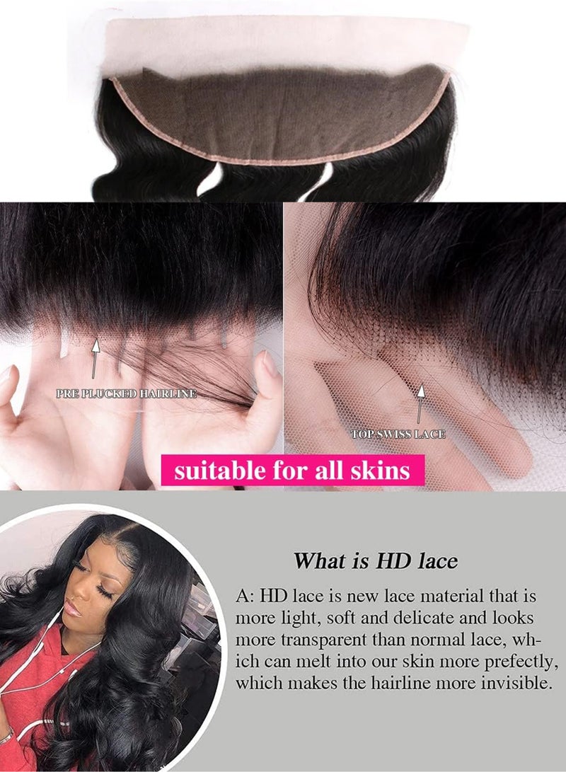 إستيل حريري 13 × 4 شعر مموج بدانتيل أمامي 100% شعر بشري ريمي برازيلي متوسط ​​بني سويسري دانتيل قابل للتخصيص صبغ شعر بكر بدرجة 9A أسود طبيعي تصميم متعدد الاستخدامات للشعر المستعار مصففي الشعر المحترفين - Image 3