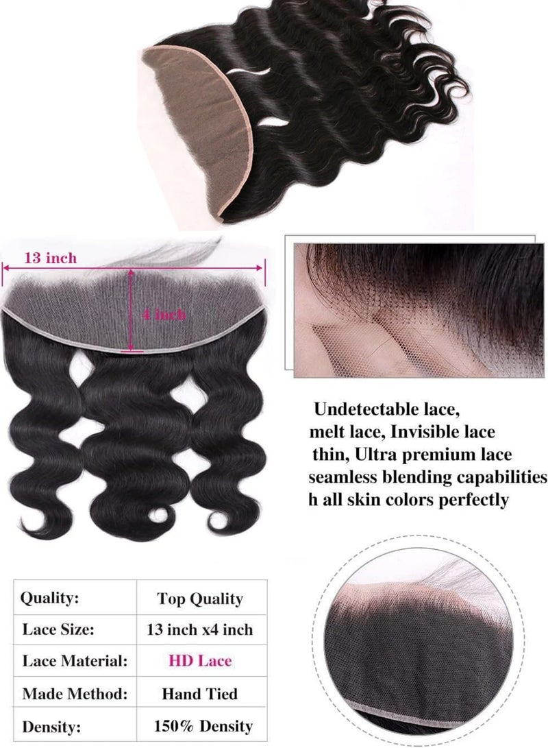 إستيل حريري 13 × 4 شعر مموج بدانتيل أمامي 100% شعر بشري ريمي برازيلي متوسط ​​بني سويسري دانتيل قابل للتخصيص صبغ شعر بكر بدرجة 9A أسود طبيعي تصميم متعدد الاستخدامات للشعر المستعار مصففي الشعر المحترفين - Image 4