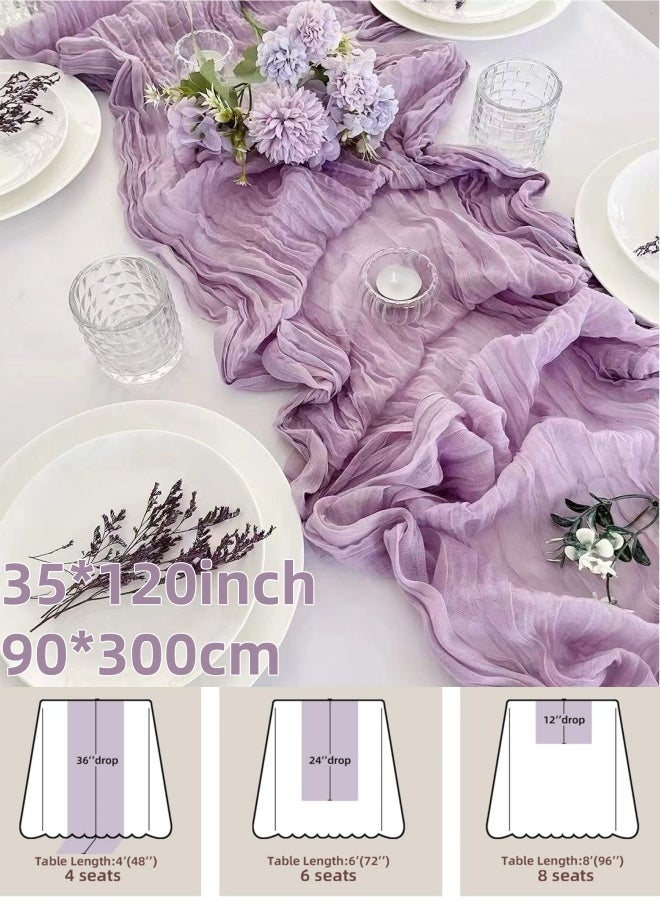 أجناس مفرش طاولة من القماش القطني 35x120 بوصة مفرش طاولة من الشاش بوهو مفرش طاولة من القماش القطني الشفاف مفرش طاولة ريفي شفاف بطول 120 بوصة لعيد الميلاد وحفلات الزفاف وحفلات استقبال المولود الجديد وحفلات أعياد الميلاد وتزيين الطاولات - Image 1