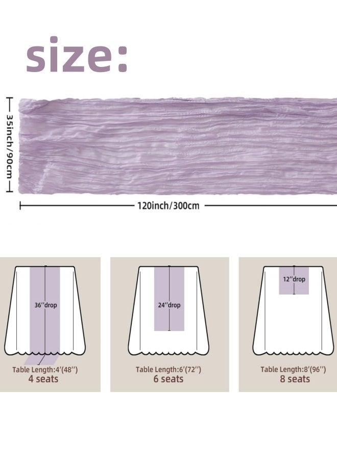 أجناس مفرش طاولة من القماش القطني 35x120 بوصة مفرش طاولة من الشاش بوهو مفرش طاولة من القماش القطني الشفاف مفرش طاولة ريفي شفاف بطول 120 بوصة لعيد الميلاد وحفلات الزفاف وحفلات استقبال المولود الجديد وحفلات أعياد الميلاد وتزيين الطاولات - Image 2