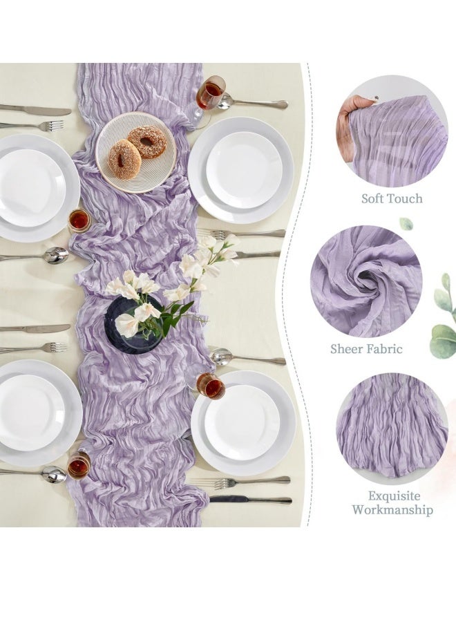 أجناس مفرش طاولة من القماش القطني 35x120 بوصة مفرش طاولة من الشاش بوهو مفرش طاولة من القماش القطني الشفاف مفرش طاولة ريفي شفاف بطول 120 بوصة لعيد الميلاد وحفلات الزفاف وحفلات استقبال المولود الجديد وحفلات أعياد الميلاد وتزيين الطاولات - Image 4