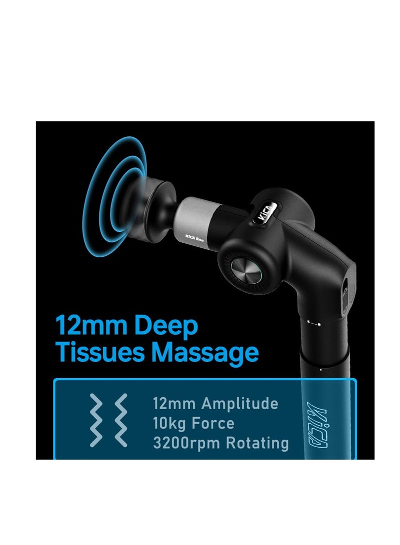 KiCA Kica EVO Muscle Massage Gun with Adjustable Arm, 12.9-inch Extendable Pole, 6 Heads, Built-in Heat Compress for Deep Tissue Back Massage, Athletes Pain Relief, Portable Handheld Massager - Image 3