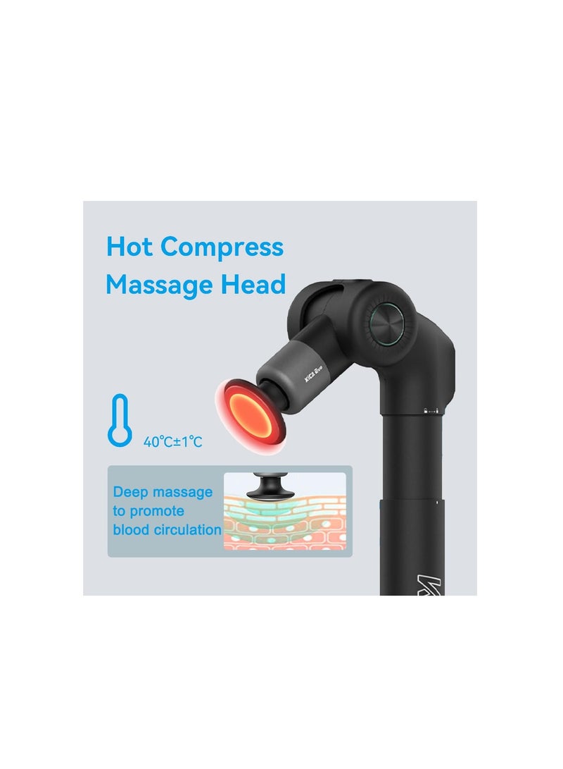 KiCA Kica EVO Muscle Massage Gun with Adjustable Arm, 12.9-inch Extendable Pole, 6 Heads, Built-in Heat Compress for Deep Tissue Back Massage, Athletes Pain Relief, Portable Handheld Massager - Image 4