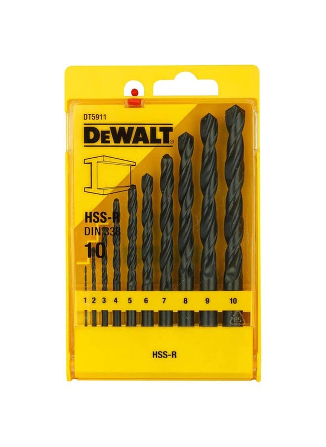 DEWALT 10-Piece HSS-R Metal Drill Bit Set with Case Black DT5911-QZ  - Image 1