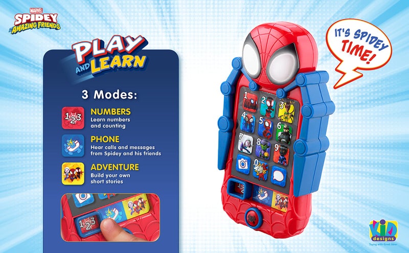 eKids Spidey and His Amazing Friends Toy Phone for Toddler with Built-in Preschool Learning Games, Educational Toys for Toddlers - Image 4