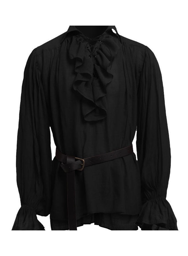 NIBEMINENT Stand Collar Medieval Shirt Black  - Image 1