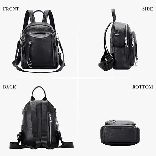 ALTOSY Fashion Genuine Leather Backpack Purse for Women Shoulder Bag Casual Daypack Small(S10 Black) - Image 4